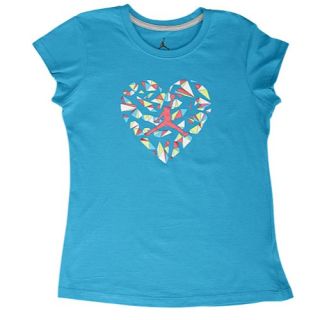Jordan Fragmented Heart T Shirt   Girls Grade School   Basketball   Clothing   Tropical Teal/Digital Pink/White