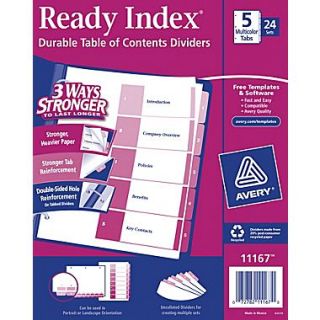 Avery 5 Tab Ready Index Multicolor Table of Contents Dividers, 24 Sets/Pack