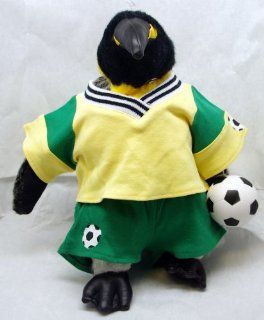 Plush Stuffed Penquin   Caper   Green & Yellow Soccer Outfit with Soccer Ball 15" Toys & Games