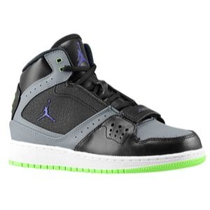 Jordan 1 Flight Strap   Boys Grade School   Basketball   Shoes   Black/Court Purple/Flash Lime/Cool Grey