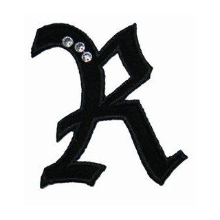 Gothic Letter R W/ 3 jewels Iron On Applique Patch