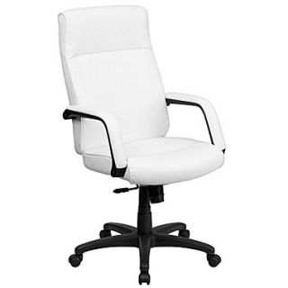 Flash Furniture High Back Leather Executive Office Chair With Memory Foam Padding, White