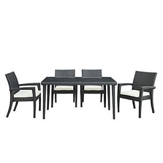 Modway Stash 7 Piece Synthetic Outdoor Wicker Patio Dining Set, Espresso/White