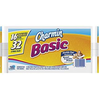 Charmin Basic Bath Tissue Rolls, 1 Ply, 16 Rolls/Case