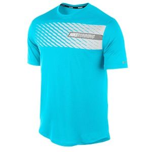 Nike Dri FIT Graphic Running T Shirt   Mens   Running   Clothing   Gamma Blue
