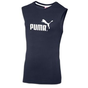 PUMA Large Logo No. 1 Sleeveless T Shirt   Mens   Casual   Clothing   New Navy/White