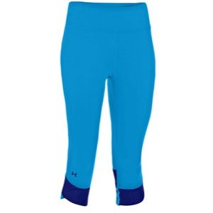 Under Armour Heatgear Fly By Compression Capris   Womens   Running   Clothing   Electric Blue/Caspian/Reflective