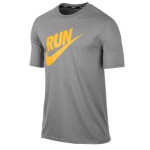 Nike Dri FIT Graphic Running T Shirt   Mens   Running   Clothing   Dark Grey Heather/Reflective Silver