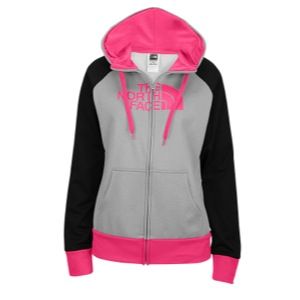 The North Face Peak Dome Full Zip Hoodie   Womens   Casual   Clothing   Heather Grey/Passion Pink