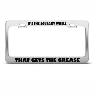 It'S Squeaky Wheel Gets Grease Humor Funny Metal License Plate Frame Tag Holder Sports & Outdoors
