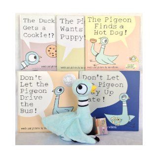 Mo Willems Pigeon Five Book Gift Bundle with Plush Doll Complete Series Box Set (Don't Let the Pigeon Drive the Bus / Pigeon Finds a Hot Dog / Don't Let the Pigeon Stay up Late / Pigeon Wants a Puppy / Duckling Gets a Cookie?) Mo Willems 860