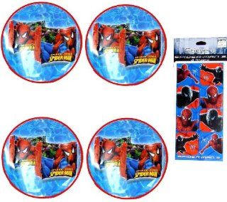 Spiderman Party Favors Set for 4 Kids 4 pack Spiderman Pool Toys (4 Pairs Spiderman Arm Floaties) AND Spiderman Stickers Set (4 Sheets/set   $4.99 Value)   You Are Buying 5 Spiderman Items Total (Each Kid Gets a Pair of Spiderman Arm Floats And One Spider
