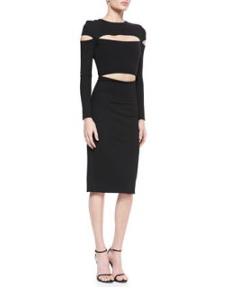 Womens Dondi Jersey Slit Sleeve Cutout Dress   Cushnie et Ochs   Black (6)
