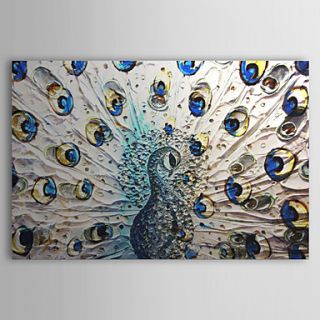Hand Painted Oil Painting Animal Beautiful Peacock Spreads Its Tail with Stretched Frame