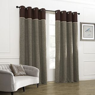 (One Pair) Classic Check Linen Room Darkening Curtain