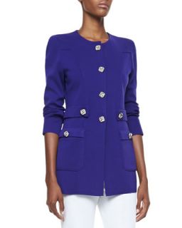 Womens Renata Silver Button Jacket   Misook   Hydrangea (LARGE (12/14))