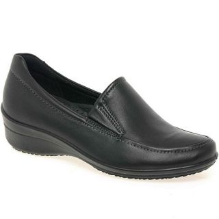 Ecco Black Cordon Wedge Ladies Slip On Shoes
