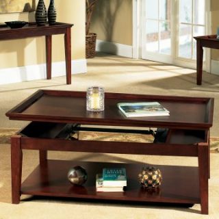 Steve Silver Clemens Rectangle Cherry Wood Lift Top Coffee Table with Casters   Coffee Tables