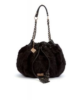 EST.1969 Black Faux Fur Duffle Bag