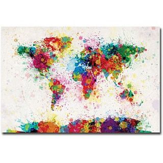 Trademark Global Michael Tompsett Paint Splashes World Map Canvas Arts