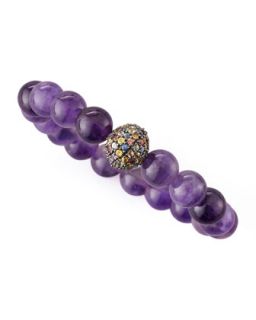 Amethyst Beaded Pave Ball Bracelet   MCL by Matthew Campbell Laurenza   Purple