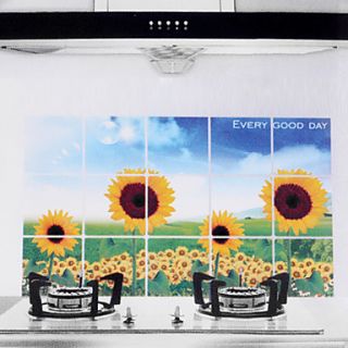 75x45cm Sunflower Pattern Oil Proof Water Proof Hot Proof Kitchen Wall Sticker