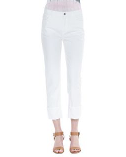 Womens Rolled Ankle Curvy Jeans, White   Lafayette 148 New York   White (10)