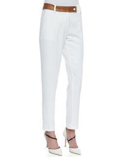 Womens Macie Leather Waist Pants   Waverly Grey   White/Caramel (2)
