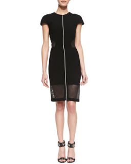 Womens Mesh Cutout Zip Front Dress, Black   LAgence   Black (2)