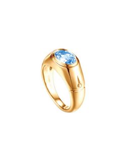 Batu Bamboo 18k Gold Swiss Blue Signet Ring, Size 7   John Hardy   Gold (7)