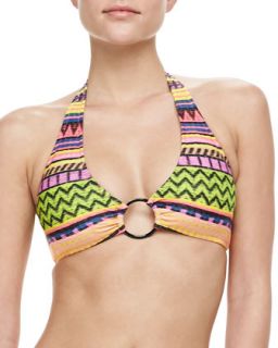 Womens Santorini Halter Bikini Top, Multicolor   Milly   Multi (LARGE)