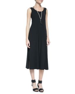 Womens Viscose Jersey Midi Dress   Eileen Fisher   Black (S (6/8))