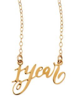 1 Year Anniversary Calligraphy Necklace   Brevity   Gold