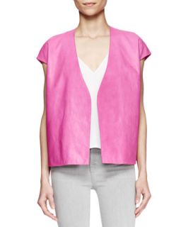 Womens Eberhard Cap Sleeve Leather Vest   J Brand Ready to Wear   Hibiscus (X 