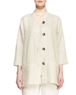 Womens Tissue Linen Shirt Jacket   Caroline Rose   Natural (X LARGE (16))