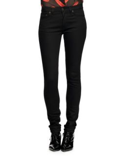 Womens Five Pocket Raw Denim Skinny Jeans   Saint Laurent   Nero (27)