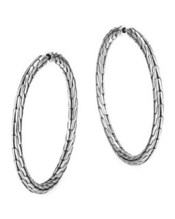 Chain Silver Hoop Earrings, Medium   John Hardy   Silver