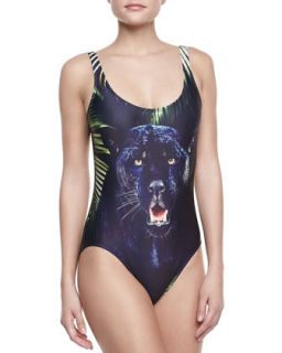 Womens Panther Scoop Neck One Piece Swimsuit   We Are Handsome   The pantera