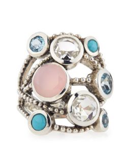 Nouveau Beaded Multi Stone 5 Row Ring   Stephen Dweck   Pink/Blue (8)