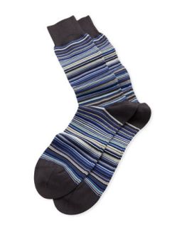 Mens Fine Multi Stripe Socks, Navy   Paul Smith   Navy