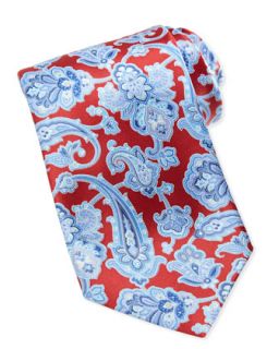 Mens Paisley Silk Tie, Red/Blue   Stefano Ricci   Red/Blue