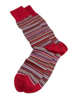 Classic Mini Striped Mens Socks, Red Multi   Paul Smith   Red