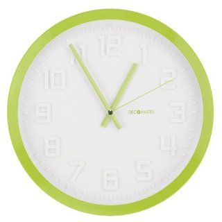 DecoMates Non Ticking Silent Wall Clock, Lime Green Color Rim   Neon Clock