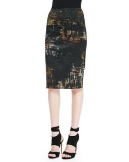 Womens Abstract Painted Print Tube Skirt   Donna Karan   Multi (6)