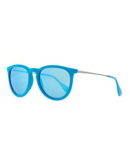 Erika Round Plastic Sunglasses, Azure   Ray Ban   Azure