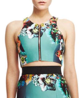 Womens Front Zip Crop Top   Milly   Multi (SMALL)