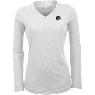 Antigua Houston Astros Womens Flip Long Sleeve V neck T Shirt   Size Large,