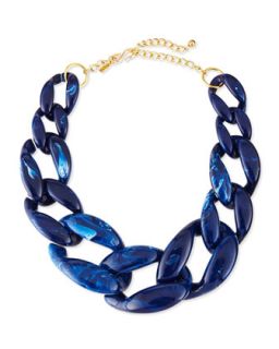 Marbled Enamel Link Necklace, Lapis Blue   Kenneth Jay Lane   Lapis blue