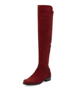 50/50 Suede Stretch Over the Knee Boot, Scarlet   Stuart Weitzman   Scarlet (37.