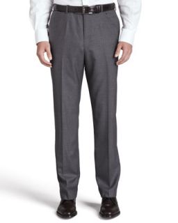 Mens Flat Front Trousers, Gray   Isaia   Gray (44R)
